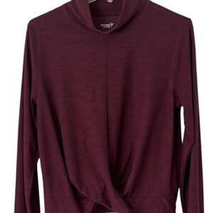 Old Navy Active Breathe On Women's Burgundy Twist Front Top Long Sleeves Size L